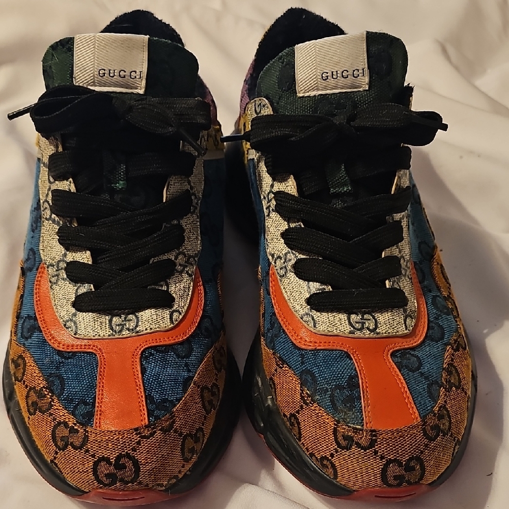 Gucci Mens Orange and Blue Sneakers